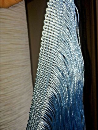 Vintage 100 Silk Fringe Fabric Trim with Long Tassels Retro Light Sky Blue 3