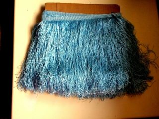 Vintage 100 Silk Fringe Fabric Trim with Long Tassels Retro Light Sky Blue 4