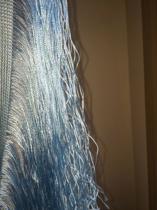 Vintage 100 Silk Fringe Fabric Trim with Long Tassels Retro Light Sky Blue 5