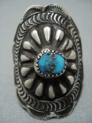 Details Details Vintage Navajo Turquoise Sterling Silver Concho Ring Old