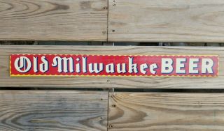Rare Vintage Old Milwaukee Beer Metal Door Push / Advertising Sign