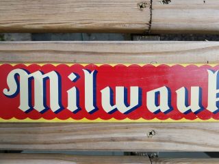 Rare Vintage Old Milwaukee Beer Metal Door Push / Advertising Sign 3