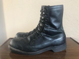 Vintage Addison Usa Combat Army Military Black Leather Boots Mens 8.  5 Rrl Style