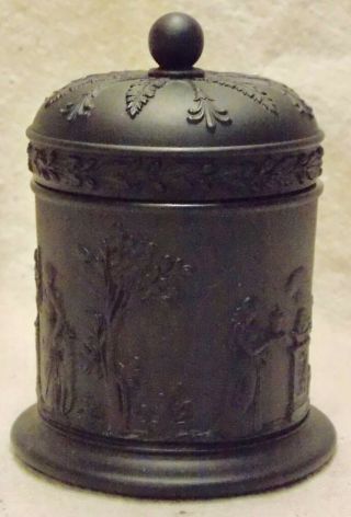 Vintage Wedgwood Jasperware Black Basalt Tobacco Cigarette Jar 4