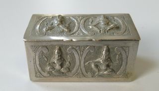 Antique/Vintage Silver Dollhouse Miniature Art Nouveau Furniture Oriental Trunk 5