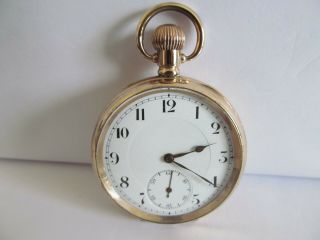 Vintage Swiss Made Pocket Watch 17 Jewels Gold Plated V.  G.  C, .