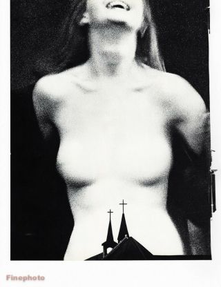 1967 Vintage 16x20 Surreal Female Nude Woman Steeple Photo Gravure Sam Haskins