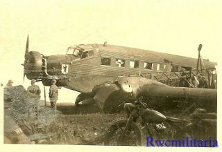 Rare: Luftwaffe Ju - 52 Transport Plane W/ Unit Emblem Crashed In Field