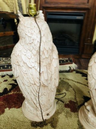 Vtg Owl Lamps MCM Lamps End Table Lights Ceramic Large 7