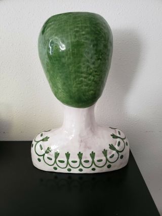 Vintage Mid - Century Large Horchow Italian Ceramic Women Bust Head Vase Planter 4