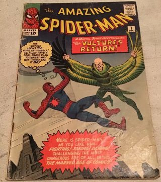 Spiderman 7 Marvel Comic 1963 Vulture 2nd App.  Silver Age Vintage