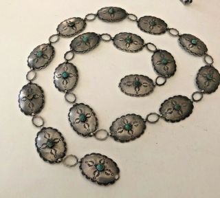 Sterling Silver & Turquoise Southwestern 30 Inch Concho Belt