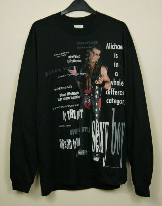 Wwf Shawn Michaels Hbk 1995 Vintage Black Long Sleeve Printed T - Shirt Size L
