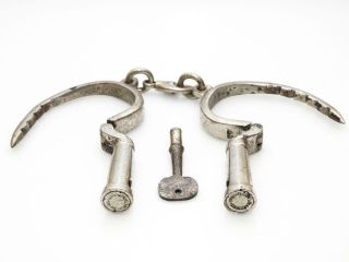 Vintage Greece Greek Justice Minister Iron Metal Handcuffs Police Shackles