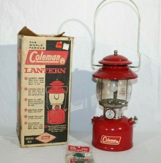Vintage Red Coleman 200a Gas Camp Lantern W/ Box,  9 /65,