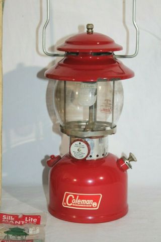 Vintage RED Coleman 200A Gas Camp Lantern w/ Box,  9 /65, 2