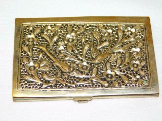 Antique Vintage Sterling Silver Ornate Calling Card Holder Case Filligree Birds