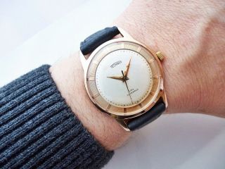Elegant Swiss Technos Rose Gold Plated Vintage Wristwatch 1960 