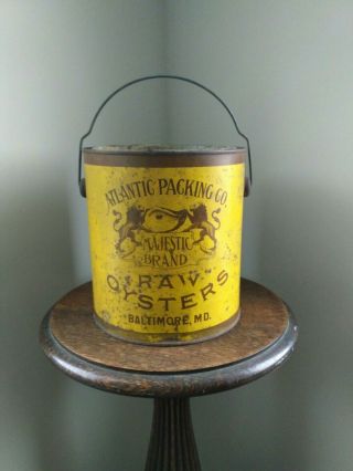Rare Atlantic Packing Co Majestic Brand Oysters Can Bail Handle Baltimore Md
