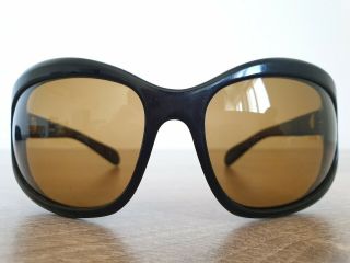 Rare Persol Ratti 6479 Vintage Sunglasses Black Acetate Frame Brown Glass Lens