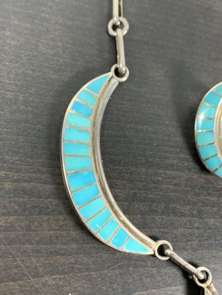 Vintage SIGNED Ed Lupe Zuni Turquoise Inlay Set Necklace & Earrings,  AKA Eddie 11