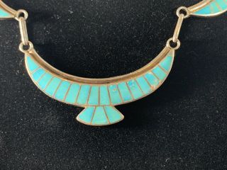 Vintage SIGNED Ed Lupe Zuni Turquoise Inlay Set Necklace & Earrings,  AKA Eddie 3