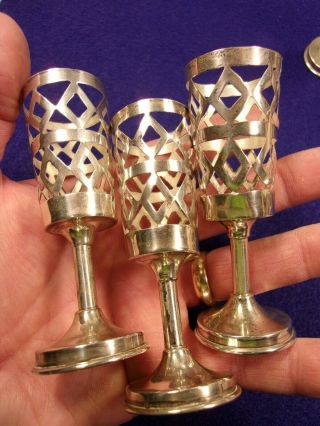 RARE SET OF 5 VTG MEXICAN STERLING SILVER & CRYSTAL 