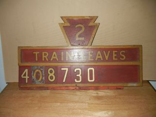 Rare Early Prr Pennsylvania Railroad Hand Painted Wood Train Departure Sign