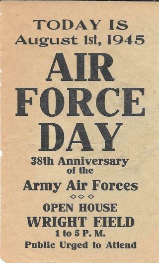 Wright Field Dayton Ohio 1945 Air Force Day Open House Ticket And Christmas Card