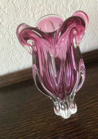 “Vintage Murano Art Glass Cranberry Vase “ 10 