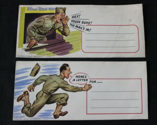 2 Vintage 1942 Ww2 Wwii U.  S.  Soldier Mail Correspondence Envelopes Porto - Server