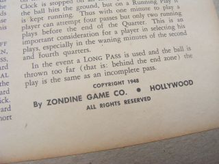 RARE 1940 ' s LOS ANGELES RAMS Football Card Board Game Zondine Co Hollywood 1948 8
