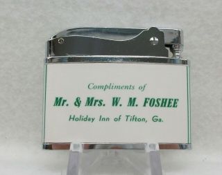 Vintage MIB White Holiday Inn Hotel Tifton Georgia flat advertising lighter RARE 3