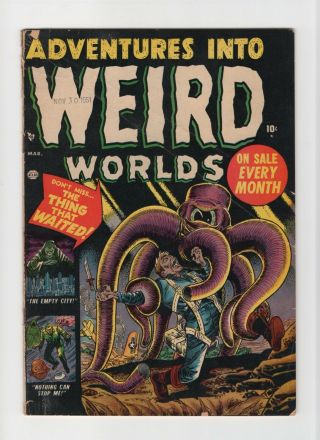 Adventures Into Weird Worlds 3 Vintage Marvel Atlas Comic Aliens Cover Gold 10c