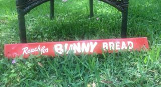 Vintage Bunny Bread 28”x3 “ Embossed Metal Sign