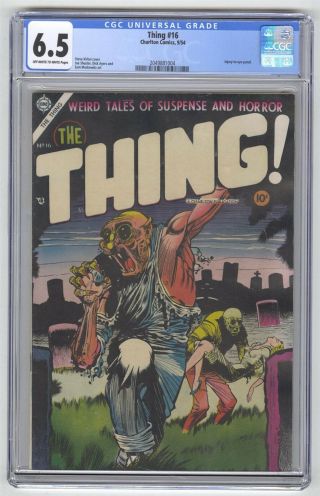 Thing 16 Cgc 6.  5 Vintage Charlton Comic Injury To Eye Panel Gold 10c Horror