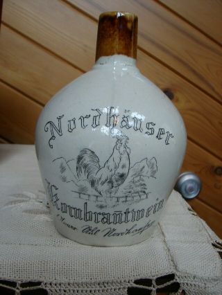 Antique/vintage Nordhauser Kombrantwein Whiskey Stoneware Jug - Rooster