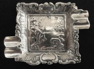 Victorian Chased Sterling Silver Ash Tray Marked With A (heart) W.  W Hallmark