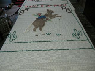 Vintage Roy Rogers & Trigger Chenille Full Size Twin Bedspread Cactus Rr Ranch