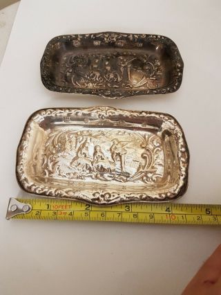 2x Small Sterling Silver Vanity Trays Cooper Bros And Sons Sheffield Assay