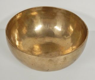 Antique Vintage Tibetan Hand Made Hammered Brass Bronze 7.  5” Round Singing Bowl