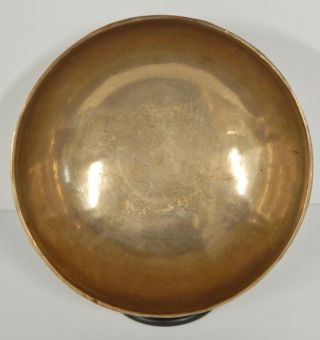 Antique Vintage Tibetan Hand Made Hammered Brass Bronze 7.  5” Round Singing Bowl 4
