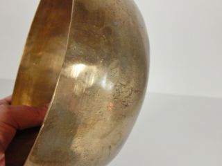 Antique Vintage Tibetan Hand Made Hammered Brass Bronze 7.  5” Round Singing Bowl 7
