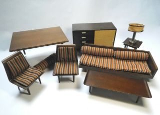 Mid Century Modern Wooden And Fabric Doll House Furniture By Mattel