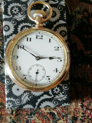 Vintage Lanco 15 Jewel Gold Plated Half Hunter Pocket Fob Watch