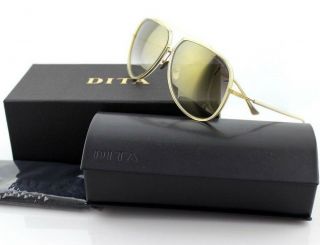 Rare Dita 18k Gold Condor - Two 2 Grey Crystal Pilot Sunglasses 21010 B