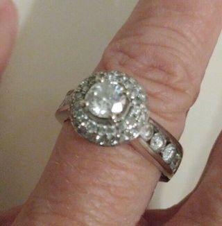 Stunning Vintage Style Diamond Halo Engagement Ring.  2ct.  Sz.  7