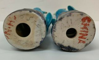 Pair Chinese Porcelain Vintage Turquoise Blue PHOENIX BIRD Figures 4