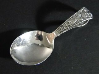 Rare Vtg Man On The Moon Sterling Silver Curve Loop Handle Infant Baby Spoon