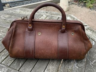 Rare Vintage Leather Gladstone Bag Stamped ER with keys 2 available 5